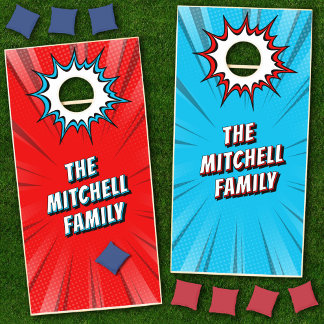Custom Comic Book Family Name Cornhole Set