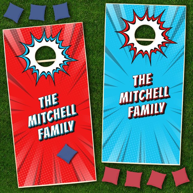 Custom Comic Book Family Name Cornhole Set (Creator Uploaded)
