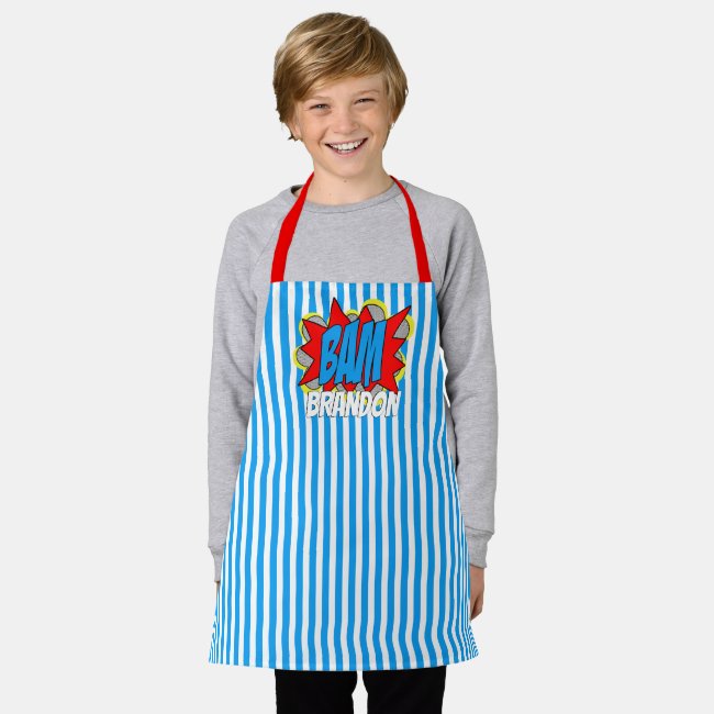 Custom Comic Book Pop Art Stripes Pattern Apron