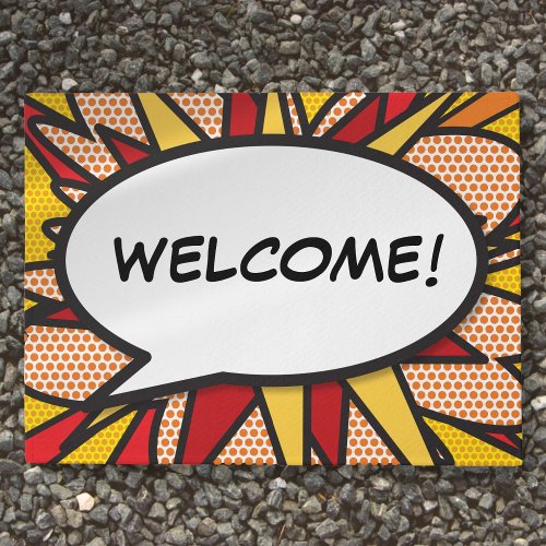  Custom Comic Book Speech Bubble WELCOME Doormat