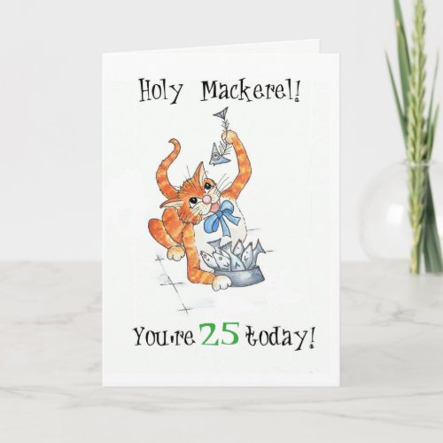 Custom Comic Ginger Cat Holy Mackerel Birthday Card