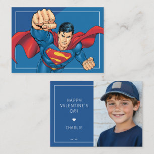 Custom Comic-Style Superman Photo Valentine Note Card