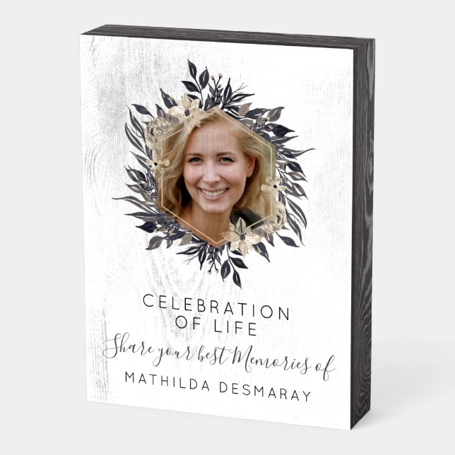 Custom Commemorative Plaque Elegant Photo Memorial (Angled Vertical)