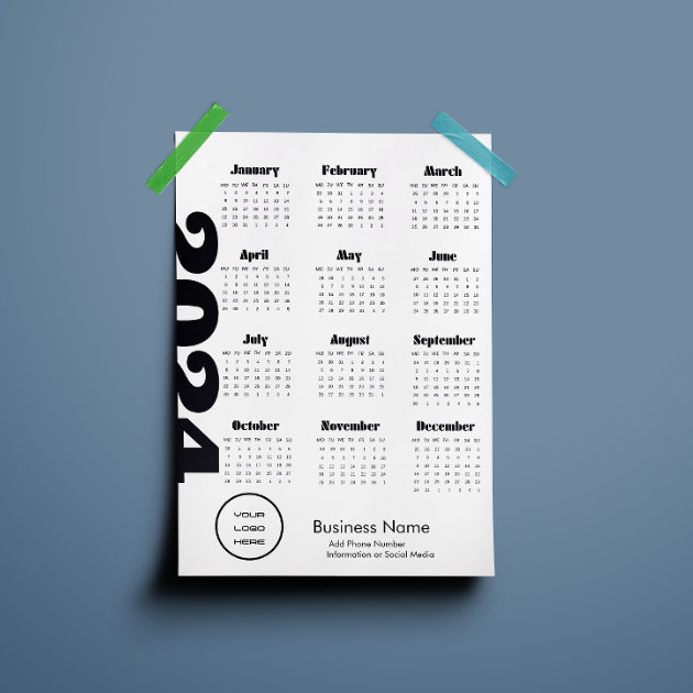 Custom Company 2024 Calendar Black And White Magnetic Invitation Zazzle   Custom Company 2024 Calendar Black And White Magnetic Invitation R 8qs252 630 