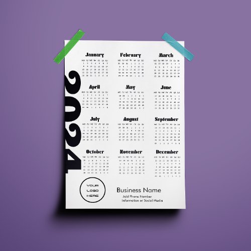 Custom Company 2024 Calendar Black And White  Program