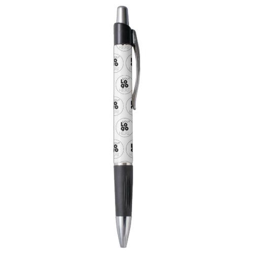 Custom Company Black Logo Pattern on White Pen