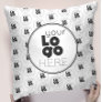 Custom Company Black Logo Pattern on White Repeat Throw Pillow