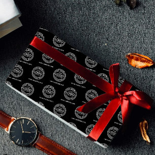Custom Company Branded Black Business Logo Wrapping Paper