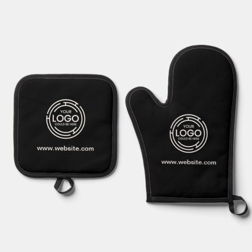 Custom Company Branded Business Logo black  Oven Mitt  Pot Holder Set