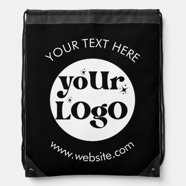 Custom Company Branded Business Logo Drawstring Bag (Front)
