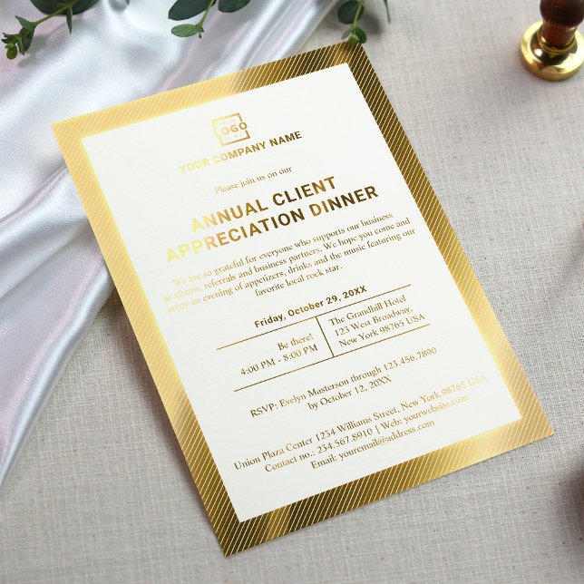 Custom Company Business Corporate Event Party Gold Foil Invitation (Creator Uploaded)