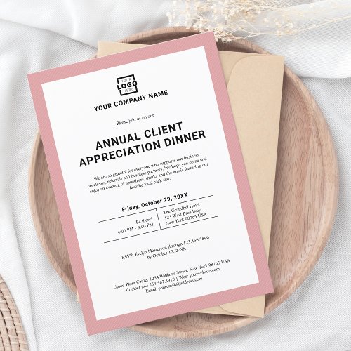 Custom Company Business Corporate Event Party Pink Invitation