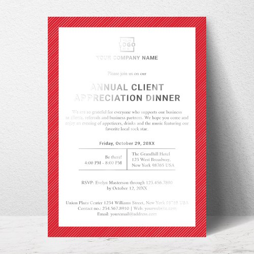 Custom Company Business Corporate Event Party Red Foil Invitation