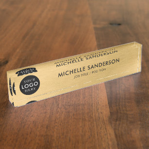 Custom Company Business Gold Logo Employee Staff Desk Name Plate