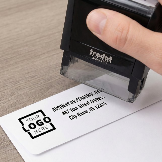 Custom Company Business Logo Address Self-inking Stamp (Creator Uploaded)