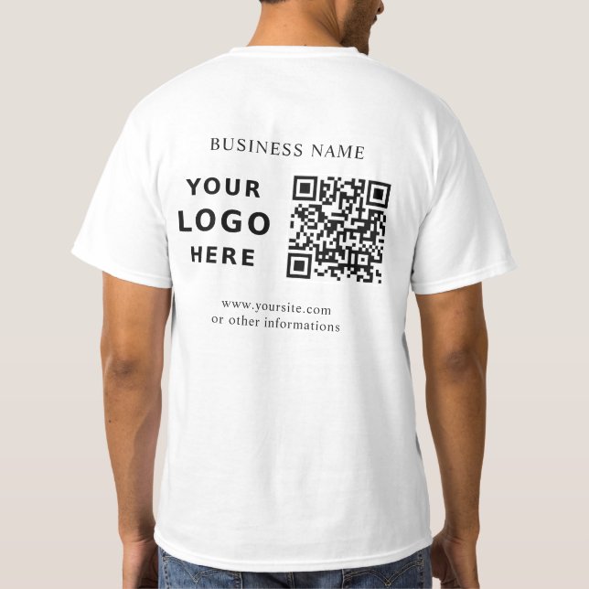 Custom Company Business Logo and QR Code T-Shirt (Back)