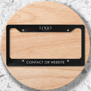 Custom Company Business Logo and Text Black License Plate Frame