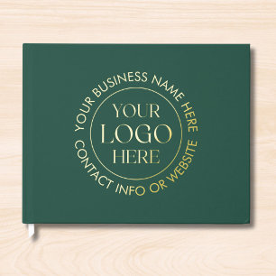 Custom Company Business Logo and Texts Modern Foil Guest Book