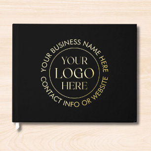 Custom Company Business Logo and Texts Modern Foil Guest Book