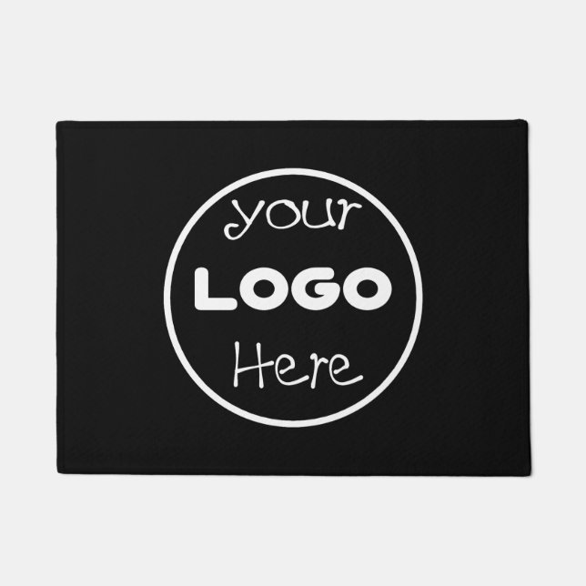 Custom Company Business Logo Black Branded Doormat (Front)