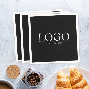 Custom Company Business Logo Black Branded Paper Napkins