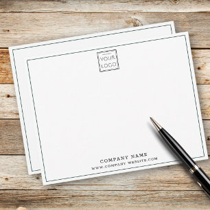 Custom Company Business Logo Forest Green Border Note Card