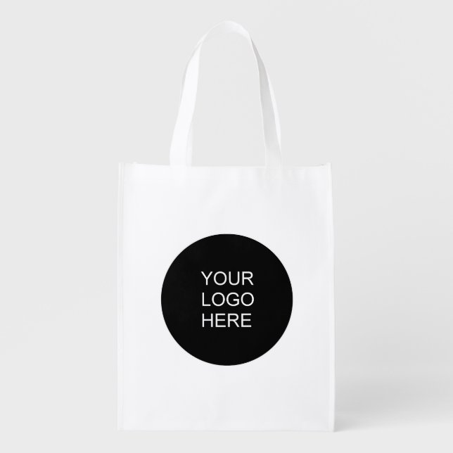 Custom Company Business Logo Here Shopping Grocery Bag (Front)