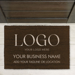 Custom Company Business Logo Modern Black Entrance Fiber Doormat
