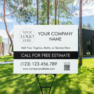 Custom Company Business Logo Modern QR Code Yard Sign
