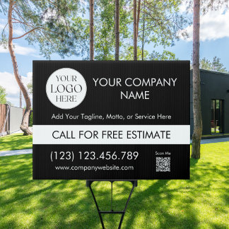 Custom Company Business Logo Modern QR Code Yard Sign