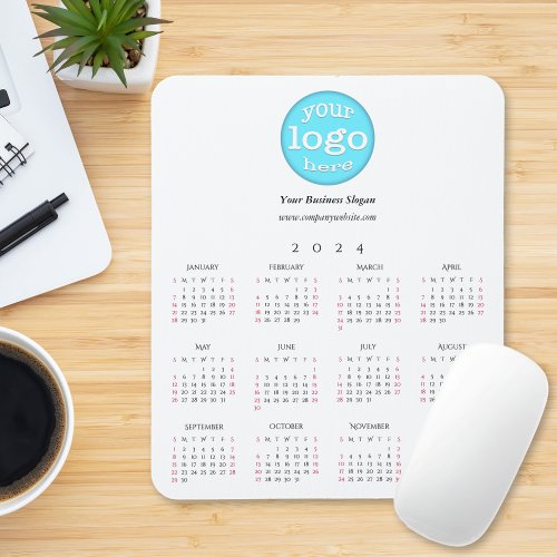 Custom Company Business Logo Office 2024 Calendar Mouse Pad