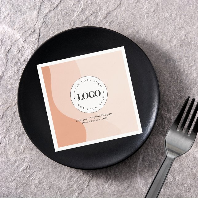 Custom Company Business Logo Peach Boho Waves Napkins (Creator Uploaded)