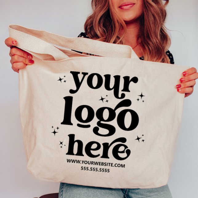Custom Company Business Logo Personalized Text Large Tote Bag (Creator Uploaded)