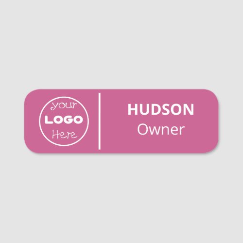 Custom Company Business Logo Pink Name Tag