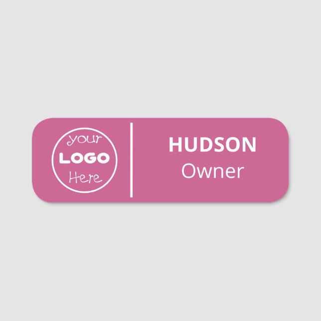Custom Company Business Logo Pink Name Tag (Front)
