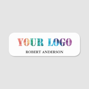 custom company business logo professional white name tag