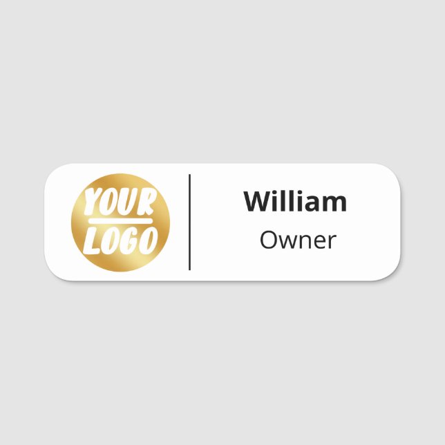 custom company business logo professional white name tag (Front)