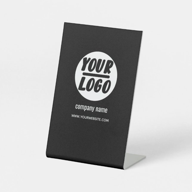 Custom company business logo promotion chic modern pedestal sign (Front)