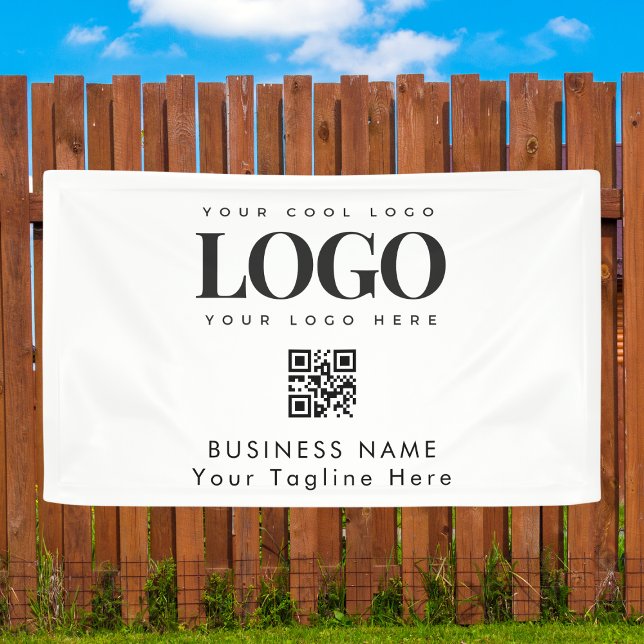 Custom Company Business Logo & Qr Code Corporate  Banner (Creator Uploaded)