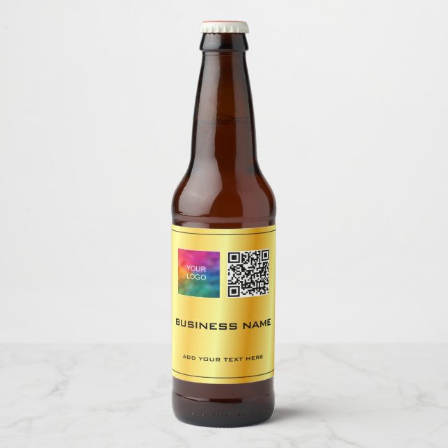 Custom Company Business Logo QR Code Here Beer Bottle Label (Front)