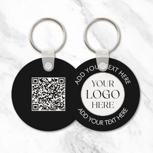 Custom Company Business Logo QR Code Modern Keychain