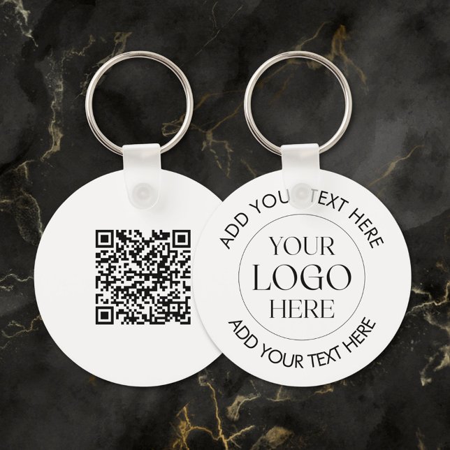 Custom Company Business Logo QR Code Modern Keychain (In situ)