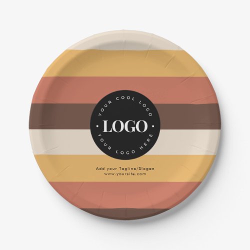 Custom Company Business Logo Retro Stripes 60s 70s Paper Plates