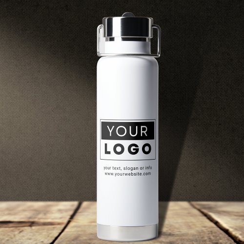 Custom Company Business Logo Simple Text  Website Water Bottle