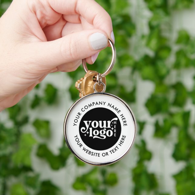 Custom Company Business Logo Text Modern  Keychain (Hand)