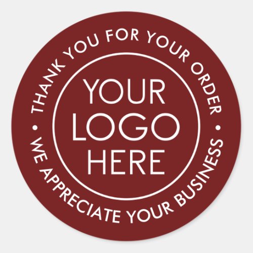 Custom Company Business Logo Thank You Classic Round Sticker