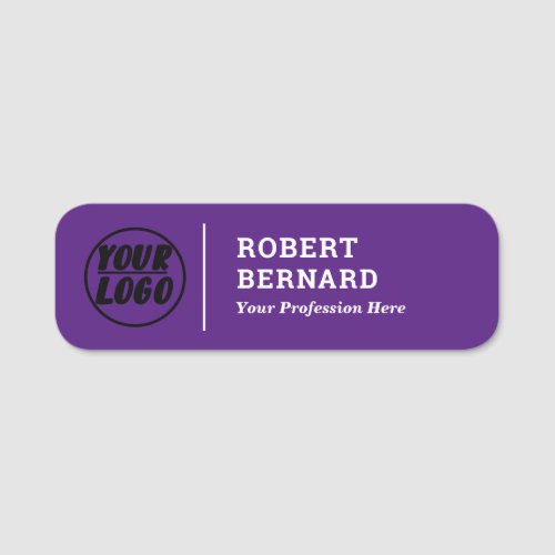 custom company business logo  title Modern purple Name Tag