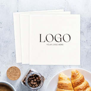 Custom Company Business Logo White Branded Paper Napkins