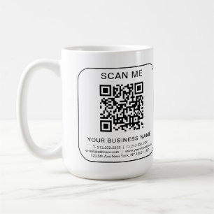 Custom Company Business QR Code Info White Simple Coffee Mug