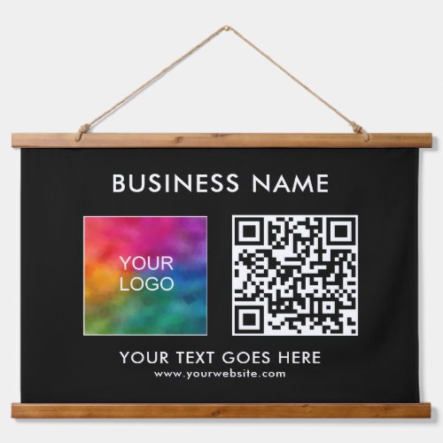 Custom Company Business QR Code Logo Text Hanging Tapestry